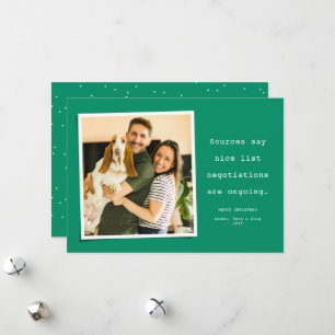 Nice list funny pet green Christmas photo Holiday Card