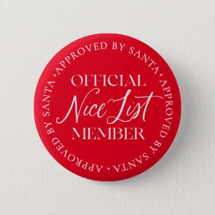Nice List Member Approved By Santa Christmas 6 Cm Round Badge