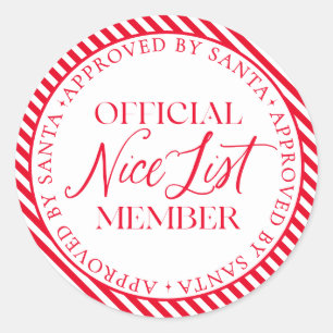 Nice List Member Approved By Santa Christmas Classic Round Sticker