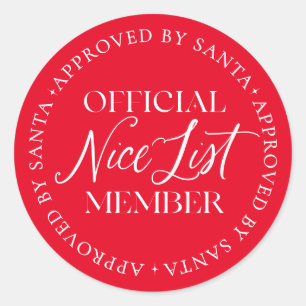 Nice List Member Approved By Santa Christmas Classic Round Sticker