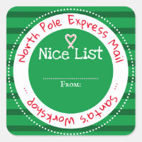 Nice List North Pole Mail Blank Square Stick