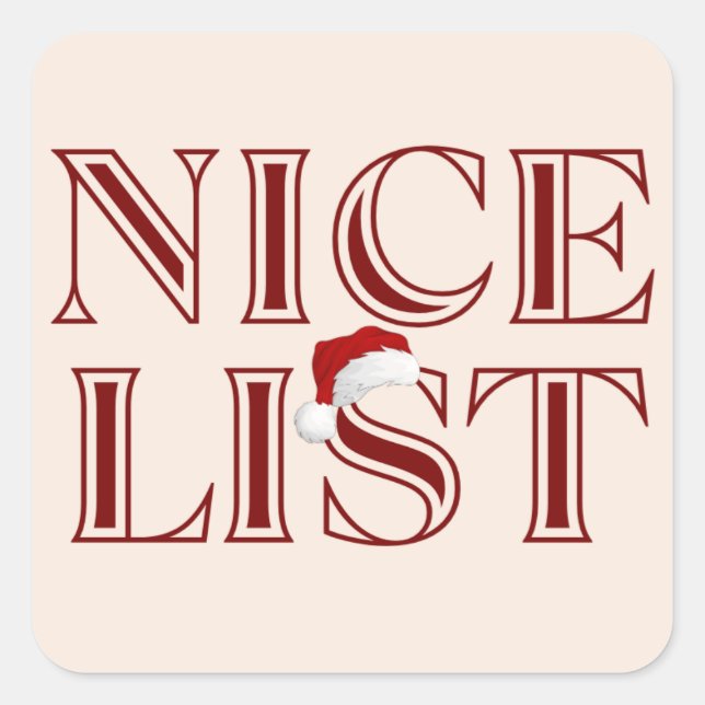 Nice list red christmas sticker (Front)