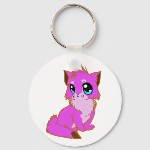 NICE LITTLE Fuchsia, PINK AND BROWN KITTEN Key Ring