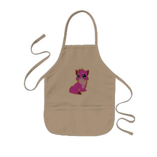 NICE LITTLE Fuchsia, PINK AND BROWN KITTEN Kids Apron