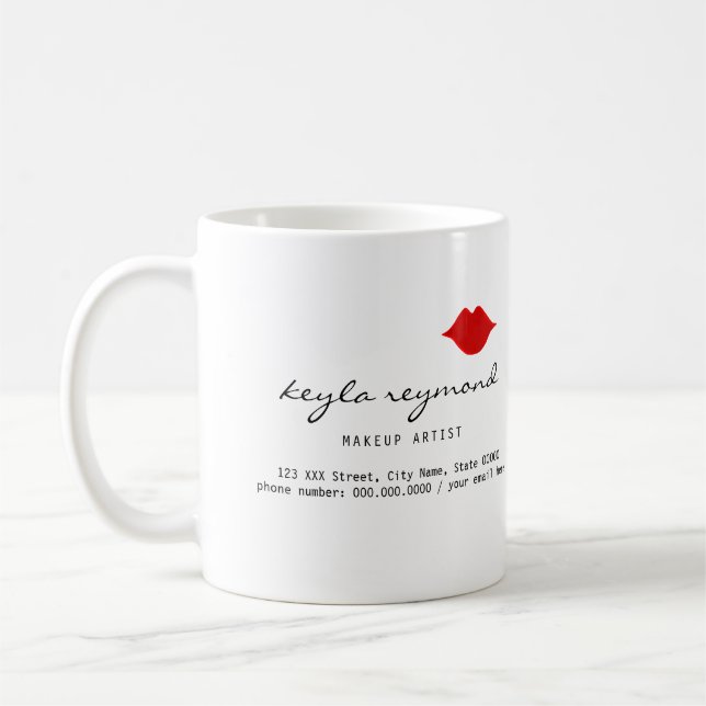 nice make-up makeup-artist red lips white  coffee mug (Left)