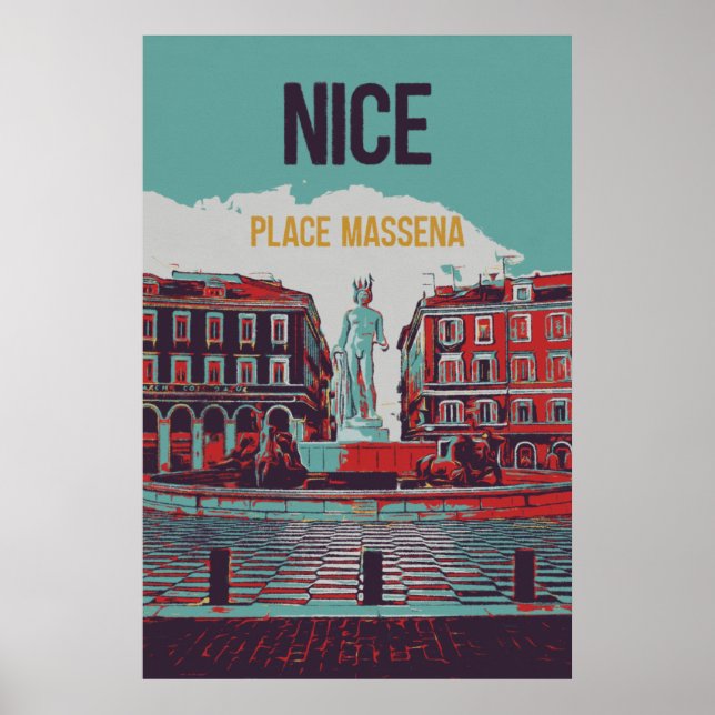 Nice Massena Square illustration France Poster (Front)