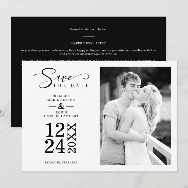 Nice Modern Romantic Wedding Couple Photo (Front/Back)