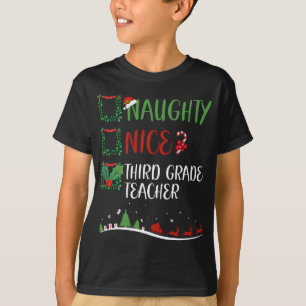 Nice Naughty 3rd GRADE TEACHER Christmas Matching  T-Shirt