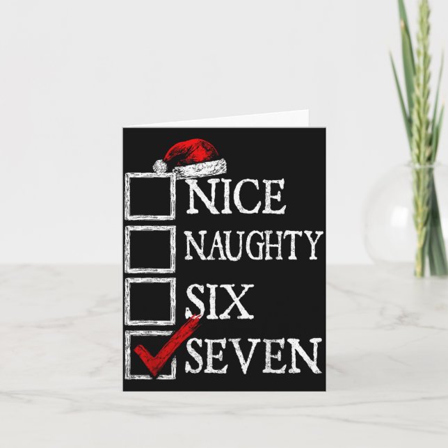Nice Naughty 67 Christmas Funny Meme Six Seven  Card (Front)