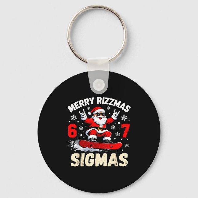 Nice Naughty 67 Funny 6-7 Meme Slang Christmas  Key Ring (Front)