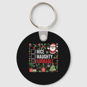 Nice Naughty Adorable Funny Christmas Santa Claus Key Ring