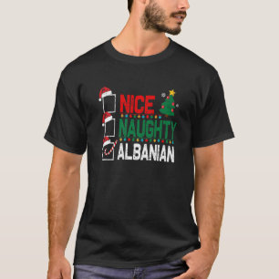 Nice Naughty Albanian Christmas Albania Santa Hat T-Shirt