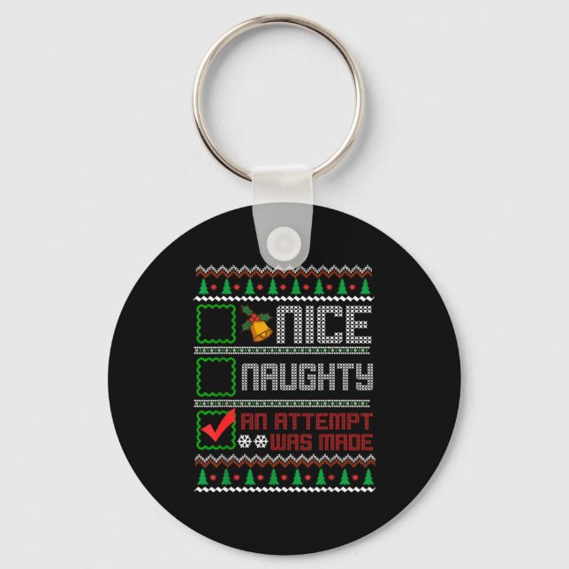 Nice Naughty An Attempt Was Made Christmas List Sa Key Ring (Front)