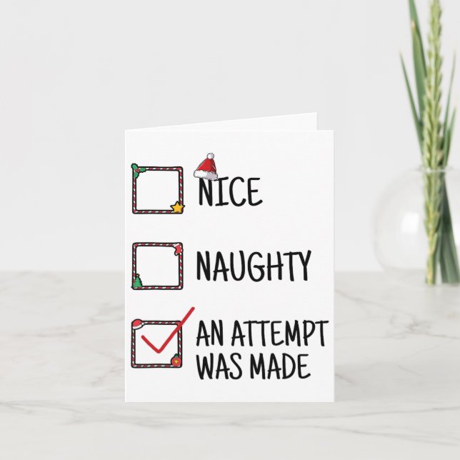 Nice Naughty An Attempt Was Made Funny Kids Men Wo Card (Front)