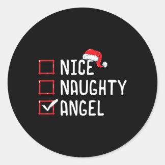 Nice Naughty Angel Christmas List  Classic Round Sticker