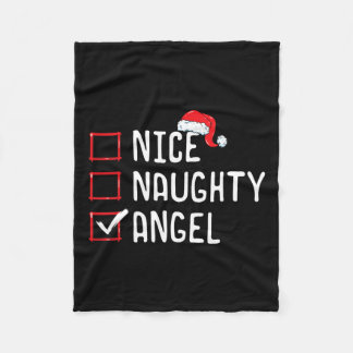 Nice Naughty Angel Christmas List  Fleece Blanket