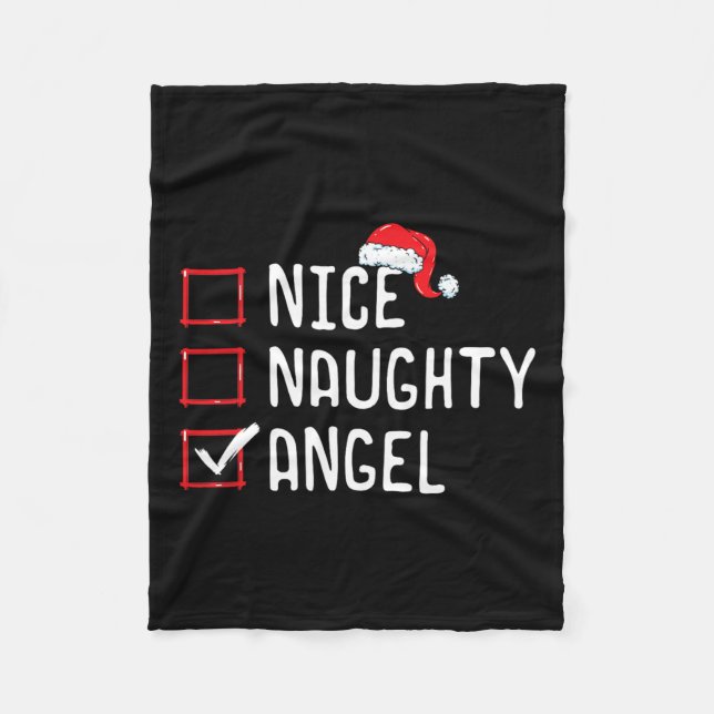 Nice Naughty Angel Christmas List  Fleece Blanket (Front)