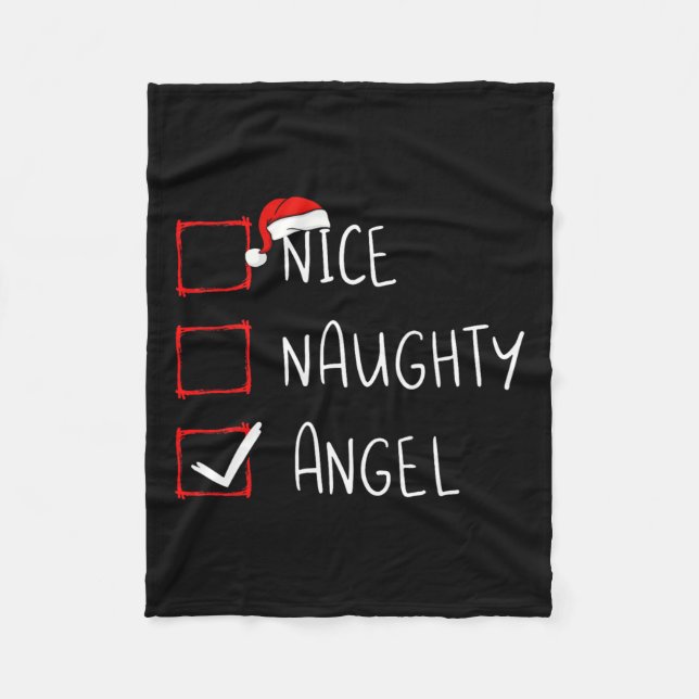 Nice Naughty Angel Christmas List Xmas Santa Claus Fleece Blanket (Front)