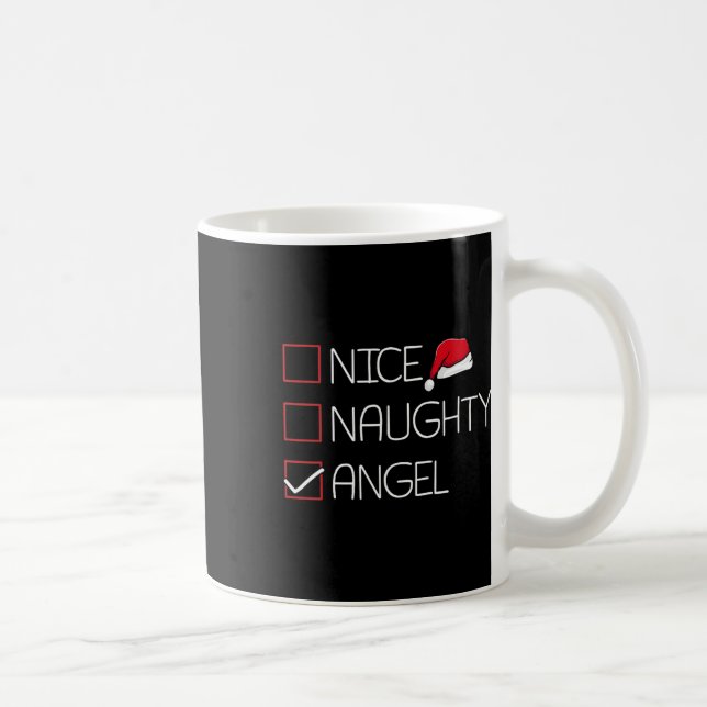 Nice Naughty Angel Christmas Pajama Funny Humour X Coffee Mug (Right)