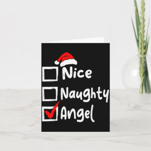 Nice Naughty Angel Funny Christmas List Family Mat Card
