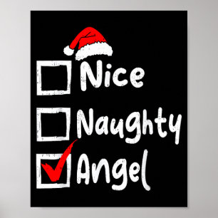 Nice Naughty Angel Funny Christmas List Family Mat Poster