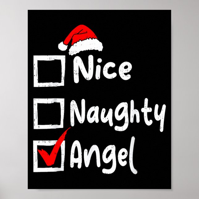 Nice Naughty Angel Funny Christmas List Family Mat Poster (Front)