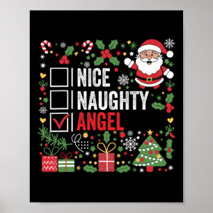 Nice Naughty Angel Funny Christmas Santa Claus  Poster