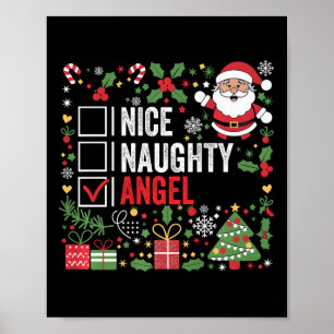 Nice Naughty Angel Funny Christmas Santa Claus  Poster