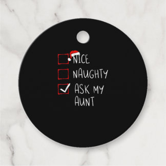 Nice Naughty Ask My Aunt Christmas List Xmas  Favour Tags