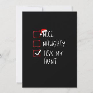 Nice Naughty Ask My Aunt Christmas List Xmas  Holiday Card
