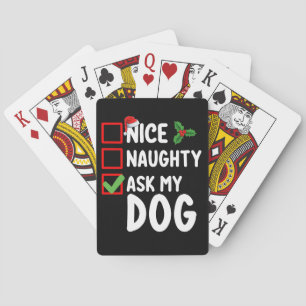 Nice Naughty Ask My Dog Christmas List Holiday Playing Cards
