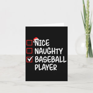 Nice Naughty Baseball Player Christmas List Santa  Card