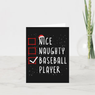 Nice Naughty Baseball Player Christmas List Santa  Card