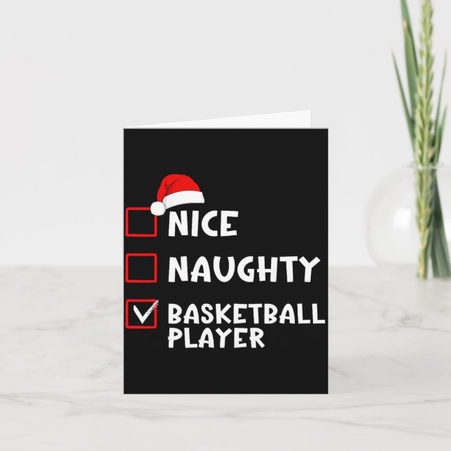 Nice Naughty Basketball Player Funny Christmas Lis Card (Front)