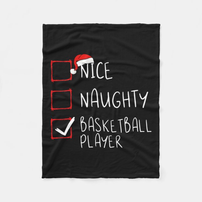 Nice Naughty Basketball Player List Christmas Sant Fleece Blanket (Front)