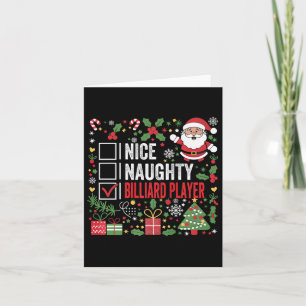 Nice Naughty Billiard Player Funny Christmas Santa Card