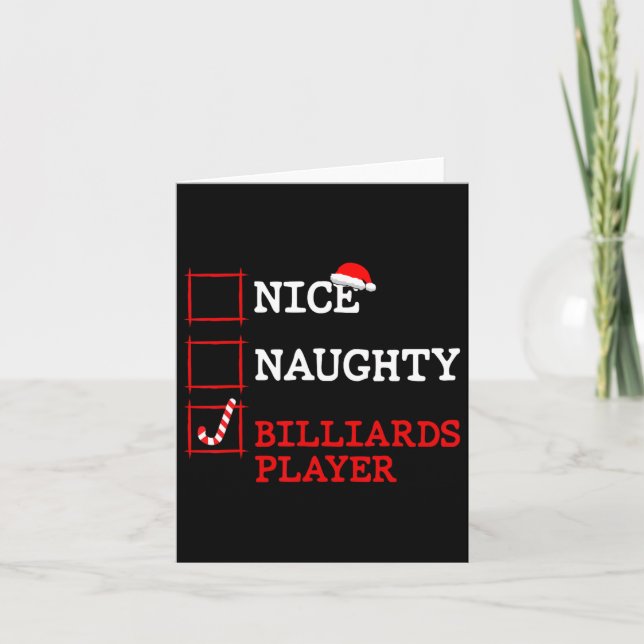 Nice Naughty Billiards Player Christmas Santa Clau Card (Front)