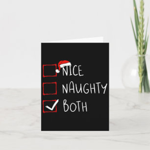Nice Naughty Both Christmas List Xmas Santa Claus Card