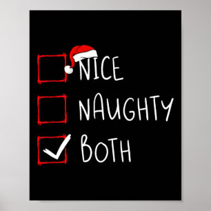 Nice Naughty Both Christmas List Xmas Santa Claus  Poster