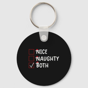 Nice Naughty Both Cute Christmas Key Ring