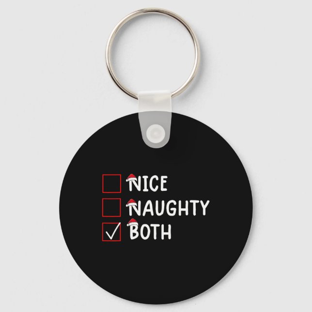 Nice Naughty Both Cute Christmas  Key Ring (Front)