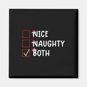Nice Naughty Both Cute Christmas Magnet