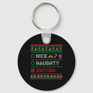 Nice Naughty British Christmas Checklist England Key Ring