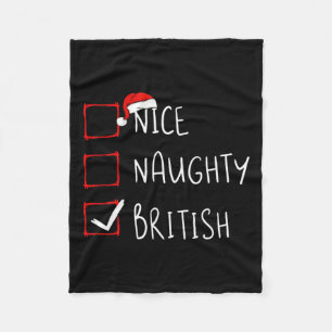 Nice Naughty British Christmas United Kingdom Uk R Fleece Blanket