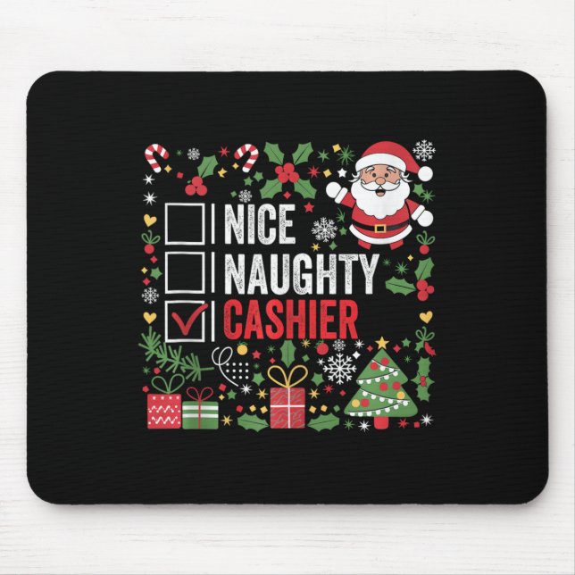 Nice Naughty Cashier Funny Christmas Santa Claus T Mouse Mat (Front)
