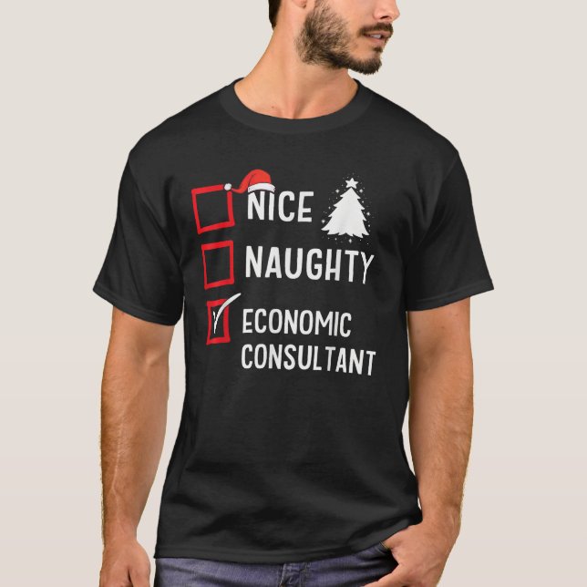 Nice Naughty Christmas Economic Consultant Holiday T-Shirt (Front)