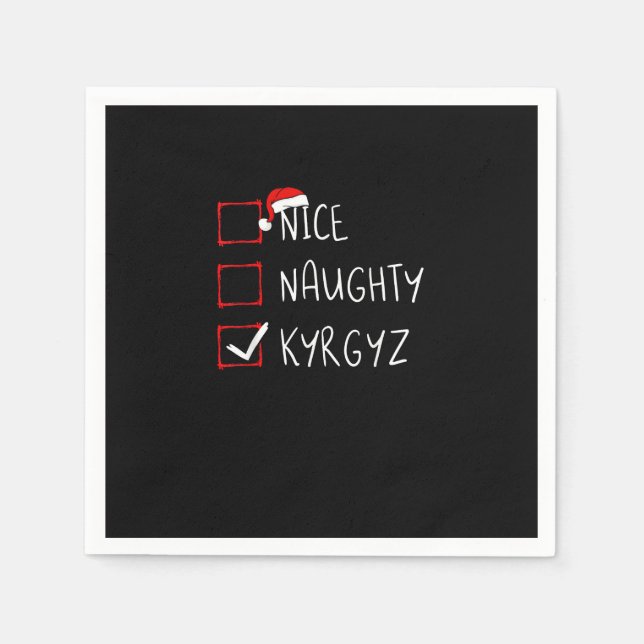 Nice Naughty Christmas Kyrgyzstan Heritage   Napkin (Front)