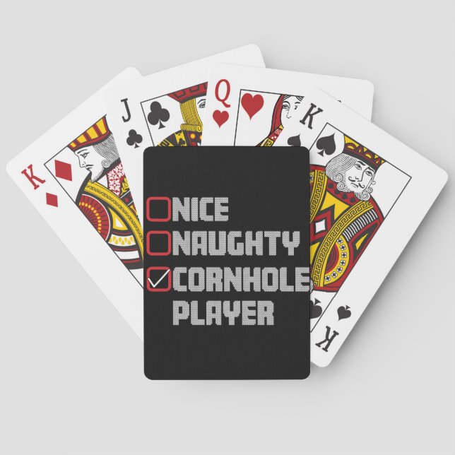 Nice Naughty Cornhole Player List Ugly Christmas Playing Cards (Back)