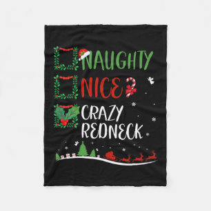 Nice Naughty Crazy Redneck Christmas Matching Sant Fleece Blanket