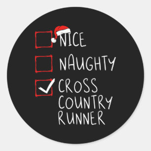 Nice Naughty Cross Country Runner List Christmas S Classic Round Sticker